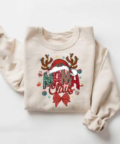 vintage christmas sweatshirt for mama claus with merry design and comfortable fit for holiday celebrations qmyyt