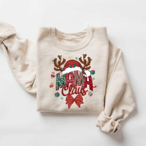 vintage christmas sweatshirt for mama claus with merry design and comfortable fit for holiday celebrations qmyyt