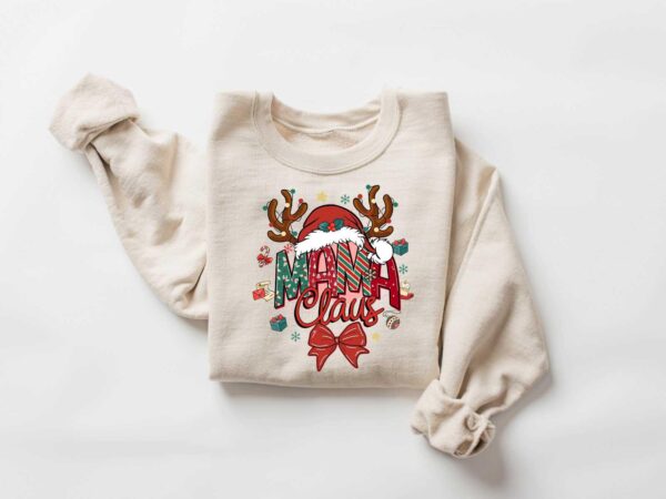 vintage christmas sweatshirt for mama claus with merry design and comfortable fit for holiday celebrations qmyyt