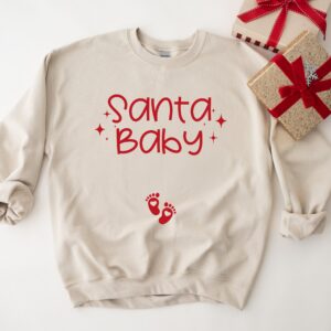 vintage christmas sweatshirt for maternity announcement with santa baby design ideal for winter pregnancy reveals and holiday celebrations 0jw87