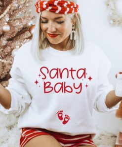 vintage christmas sweatshirt for maternity announcement with santa baby design ideal for winter pregnancy reveals and holiday celebrations h04ys