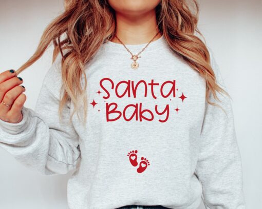 vintage christmas sweatshirt for maternity announcement with santa baby design ideal for winter pregnancy reveals and holiday celebrations ittje