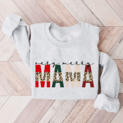 Vintage Christmas Sweatshirt for Moms  Merry Mama Crewneck  Holiday Sweater with Festive Design and Comfortable Fit