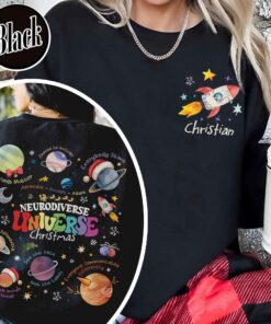 vintage christmas sweatshirt for neurodiversity awareness featuring space design and autism support for teachers and community hflhr