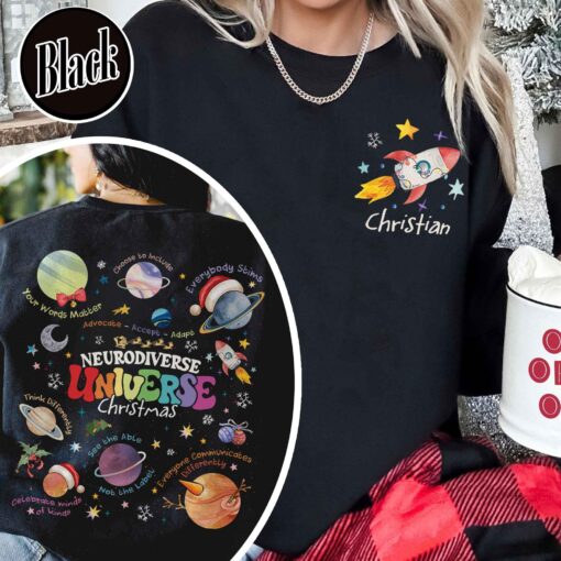 vintage christmas sweatshirt for neurodiversity awareness featuring space design and autism support for teachers and community hflhr