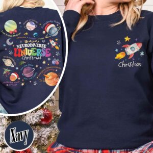 vintage christmas sweatshirt for neurodiversity awareness featuring space design and autism support for teachers and community vjdbl