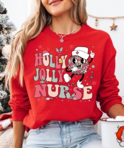 vintage christmas sweatshirt for nurses holly jolly design comfortable rn hoodie for nursing school and holiday celebrations 52dzj scaled