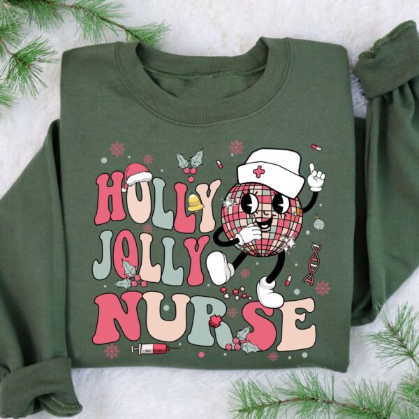 vintage christmas sweatshirt for nurses holly jolly design comfortable rn hoodie for nursing school and holiday celebrations spmpm scaled