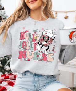 vintage christmas sweatshirt for nurses holly jolly design comfortable rn hoodie for nursing school and holiday celebrations yiiqr scaled