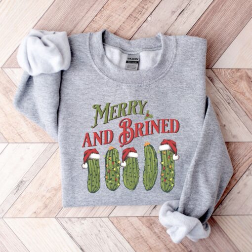 vintage christmas sweatshirt for pickle lovers featuring retro pickles design ideal for holiday parties and festive gatherings 8dhsa