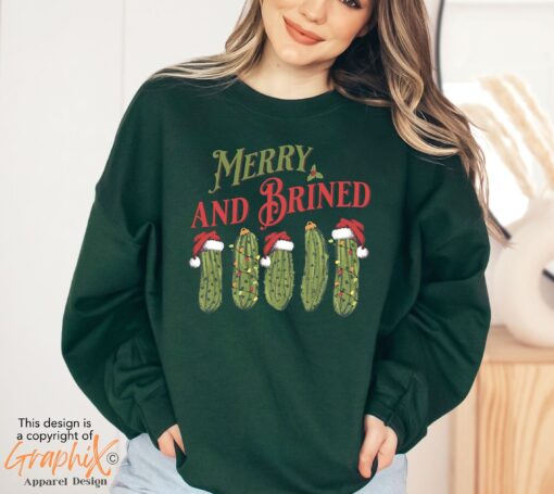 vintage christmas sweatshirt for pickle lovers featuring retro pickles design ideal for holiday parties and festive gatherings