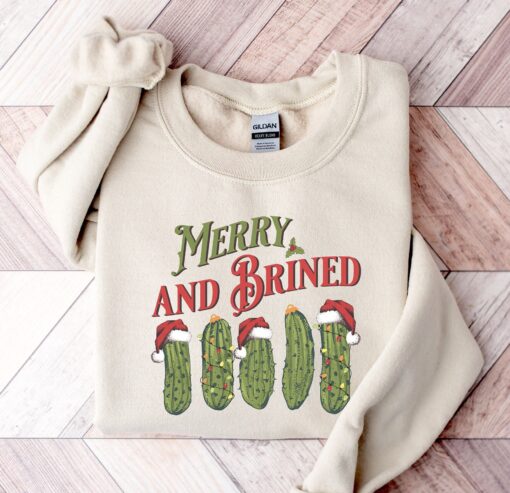 vintage christmas sweatshirt for pickle lovers featuring retro pickles design ideal for holiday parties and festive gatherings