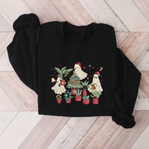 vintage christmas sweatshirt for plant lovers featuring cute ghost design and tree graphics bb8lx scaled