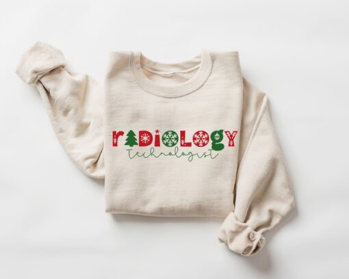 vintage christmas sweatshirt for radiology technologists funny rad tech crewneck with unique design for holiday celebrations obnmc