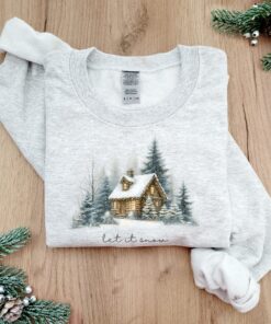 vintage christmas sweatshirt for winter cabin style featuring let it snow design and pine tree loungewear for camping comfort 3u3cd scaled