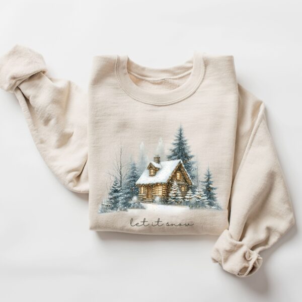 vintage christmas sweatshirt for winter cabin style featuring let it snow design and pine tree loungewear for camping comfort 88lch scaled