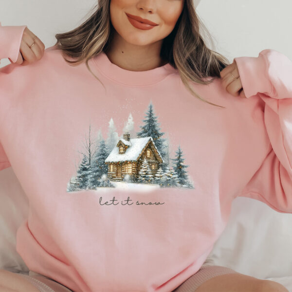 vintage christmas sweatshirt for winter cabin style featuring let it snow design and pine tree loungewear for camping comfort czv9s scaled