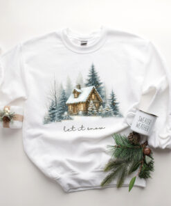 vintage christmas sweatshirt for winter cabin style featuring let it snow design and pine tree loungewear for camping comfort ux6hu scaled