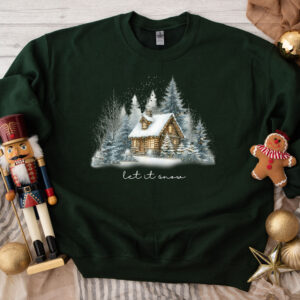 vintage christmas sweatshirt for winter cabin style featuring let it snow design and pine tree loungewear for camping comfort uz9vb