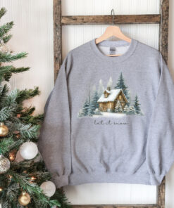 vintage christmas sweatshirt for winter cabin style featuring let it snow design and pine tree loungewear for camping comfort zgtt3 scaled