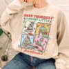 vintage christmas sweatshirt for women bookish hoodie with merry little christmas design perfect for bookworms and holiday celebrations 9vwci