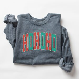 vintage christmas sweatshirt for women ho ho ho crewneck in retro varsity style with comfortable fit and holiday spirit 6mkag