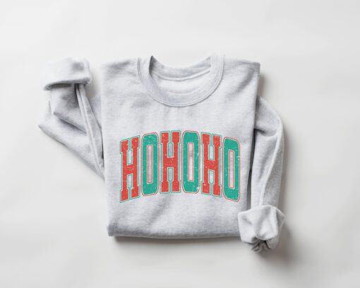 vintage christmas sweatshirt for women ho ho ho crewneck in retro varsity style with comfortable fit and holiday spirit hfjyy