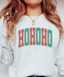 vintage christmas sweatshirt for women ho ho ho crewneck in retro varsity style with comfortable fit and holiday spirit ibiju