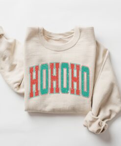 vintage christmas sweatshirt for women ho ho ho crewneck in retro varsity style with comfortable fit and holiday spirit kdkzm