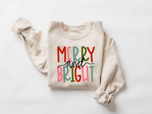 vintage christmas sweatshirt for women merry and bright design for family gatherings and holiday celebrations gpyfs scaled