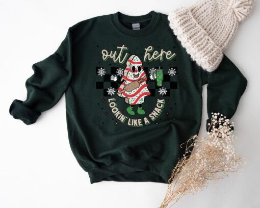 vintage christmas sweatshirt for women out here lookin like a snack funny holiday sweater for moms and wives lteiy