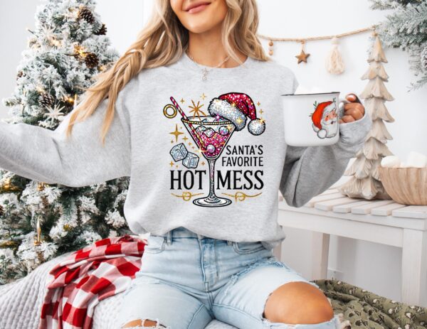 vintage christmas sweatshirt for women santas hot mess design with martini and drink theme for holiday parties 6qxwx scaled