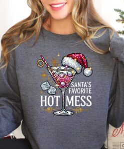 vintage christmas sweatshirt for women santas hot mess design with martini and drink theme for holiday parties i8inw scaled