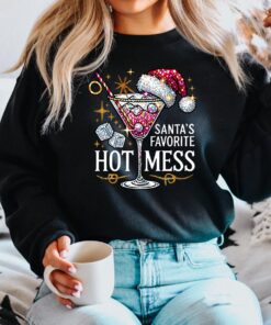 vintage christmas sweatshirt for women santas hot mess design with martini and drink theme for holiday parties olddu scaled