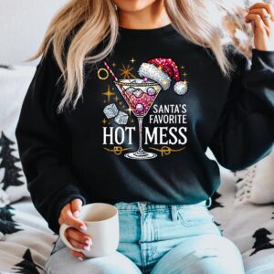 vintage christmas sweatshirt for women santas hot mess design with martini and drink theme for holiday parties olddu scaled