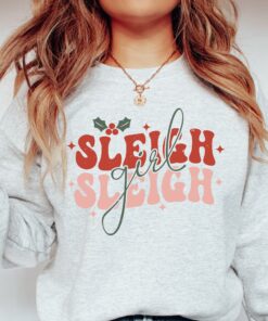 vintage christmas sweatshirt for women sleigh girl sleigh funny design with trendy style for holiday parties and gatherings sgfu0