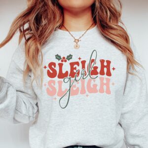 vintage christmas sweatshirt for women sleigh girl sleigh funny design with trendy style for holiday parties and gatherings sgfu0