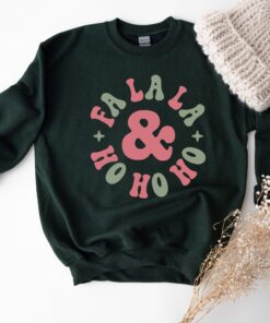 vintage christmas sweatshirt for women fa la la ho ho ho crewneck design comfortable fabric ideal for holiday gatherings altyi