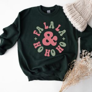 vintage christmas sweatshirt for women fa la la ho ho ho crewneck design comfortable fabric ideal for holiday gatherings altyi