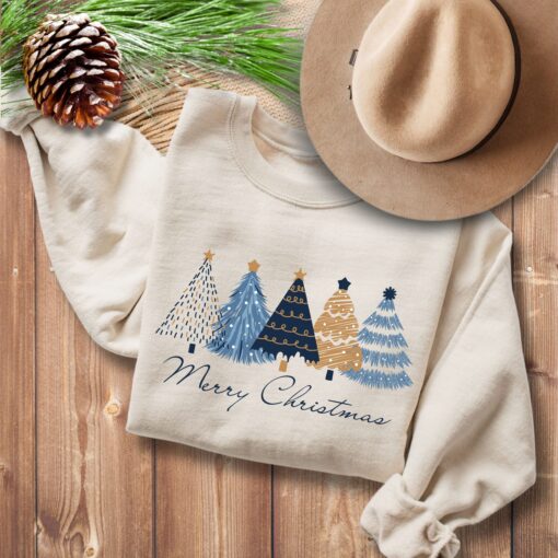 vintage christmas sweatshirt for women featuring blue christmas tree design and festive holiday theme for winter wear 5y1nz scaled