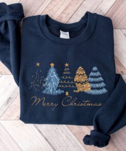 vintage christmas sweatshirt for women featuring blue christmas tree design and festive holiday theme for winter wear d8ydi scaled