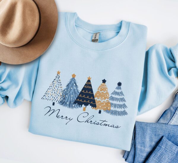 vintage christmas sweatshirt for women featuring blue christmas tree design and festive holiday theme for winter wear fcu6y scaled