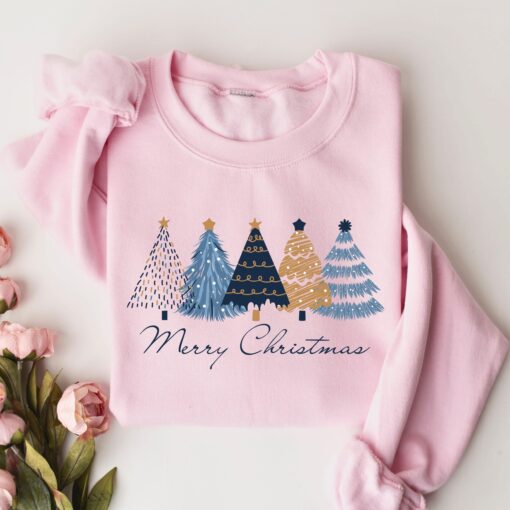 vintage christmas sweatshirt for women featuring blue christmas tree design and festive holiday theme for winter wear gvzo2 scaled