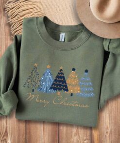 vintage christmas sweatshirt for women featuring blue christmas tree design and festive holiday theme for winter wear wjrym scaled