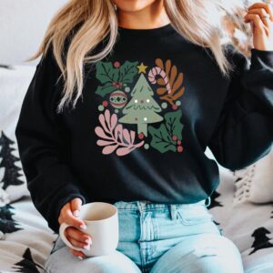 vintage christmas sweatshirt for women featuring boho tree design ideal winter shirt for holiday celebrations and festive gatherings au1sf scaled