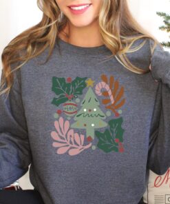 vintage christmas sweatshirt for women featuring boho tree design ideal winter shirt for holiday celebrations and festive gatherings taag4 scaled