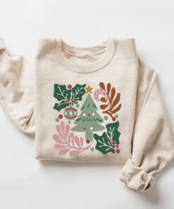 vintage christmas sweatshirt for women featuring boho tree design ideal winter shirt for holiday celebrations and festive gatherings wwflq scaled