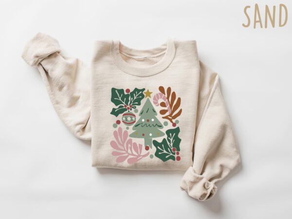 vintage christmas sweatshirt for women featuring boho tree design ideal winter shirt for holiday celebrations and festive gatherings wwflq scaled