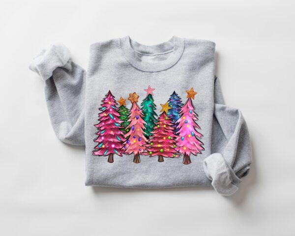 vintage christmas sweatshirt for women featuring cute pink christmas trees design in soft fabric ideal for holiday celebrations k9syy