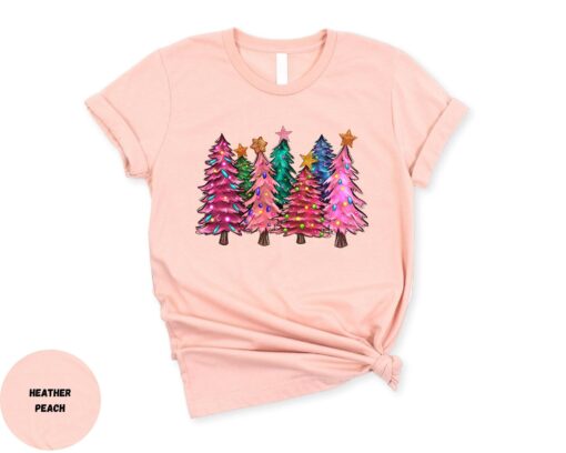 vintage christmas sweatshirt for women featuring cute pink christmas trees design in soft fabric ideal for holiday celebrations